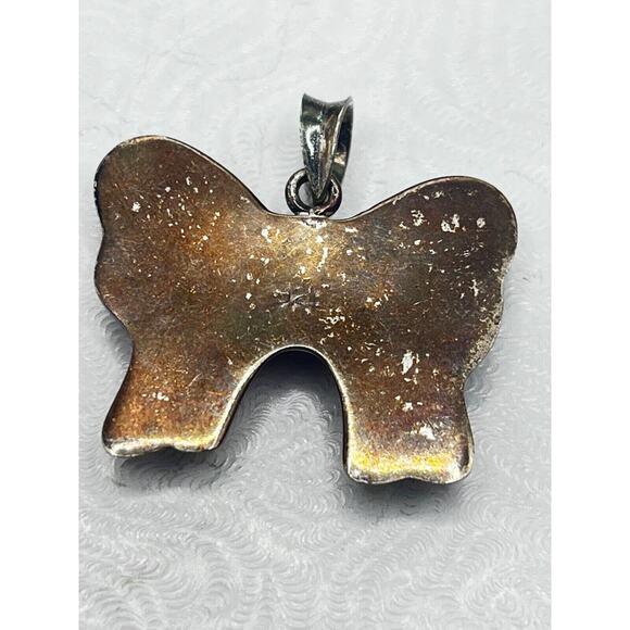 925 Sterling Silver 2D Bow Tie Pendant 5g Mexico 1 1/4" x 1" Signed JC - Picture 3 of 3